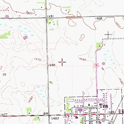 Topographic Map of Tea Area Middle School, SD