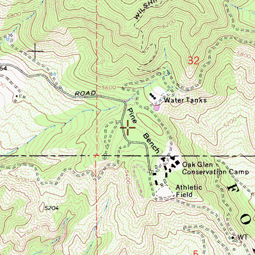 Topographic Map of Pine Bench, CA