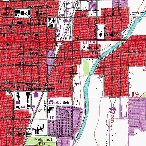 Topographic Map of Trinity Lutheran Elementary School, SD