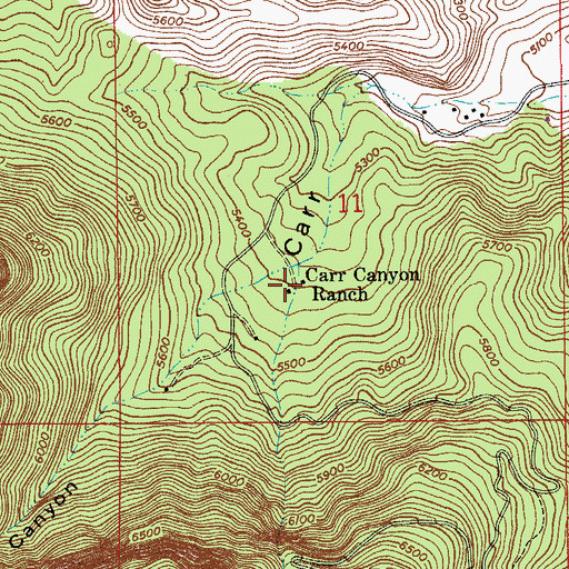 Topographic Map of Carr Canyon Ranch, AZ