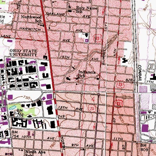 Topographic Map of Graham Expeditionary Middle School, OH