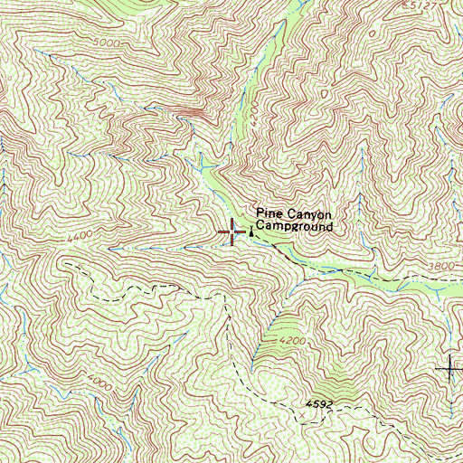 Topographic Map of Pine Canyon Campground, CA