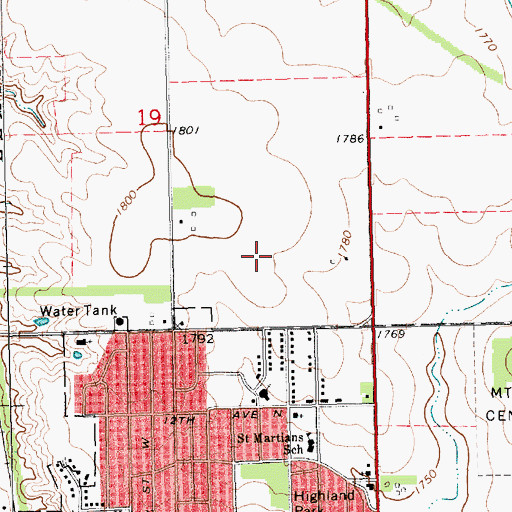 Topographic Map of Jefferson Elementary School, SD