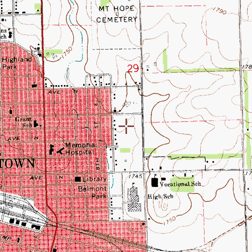 Topographic Map of Watertown Junior High School, SD