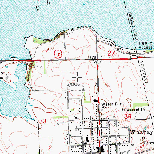 Topographic Map of Waubay High School, SD