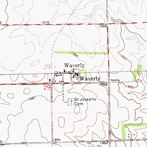 Topographic Map of Waverly-South Shore High School, SD