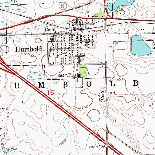 Topographic Map of Humboldt Elementary School, SD