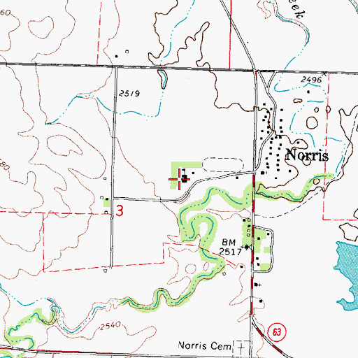 Topographic Map of Norris Elementary School, SD