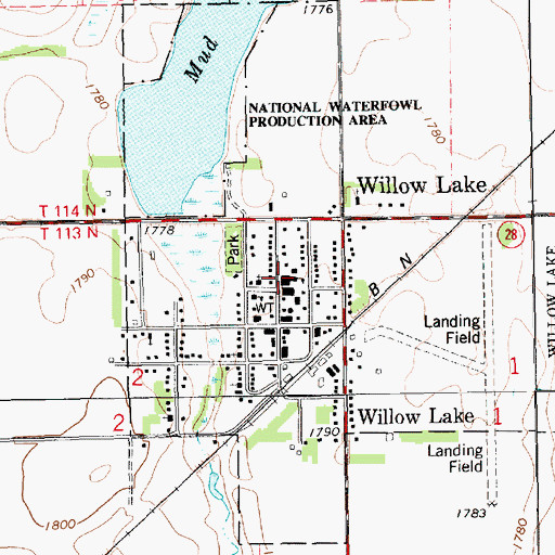 Topographic Map of Willow Lake High School, SD