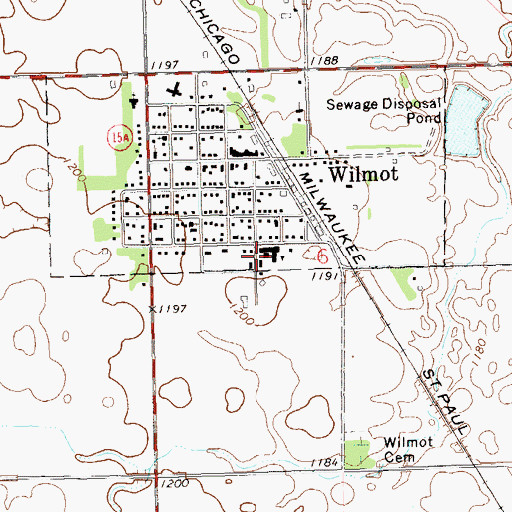 Topographic Map of Wilmont Middle School, SD