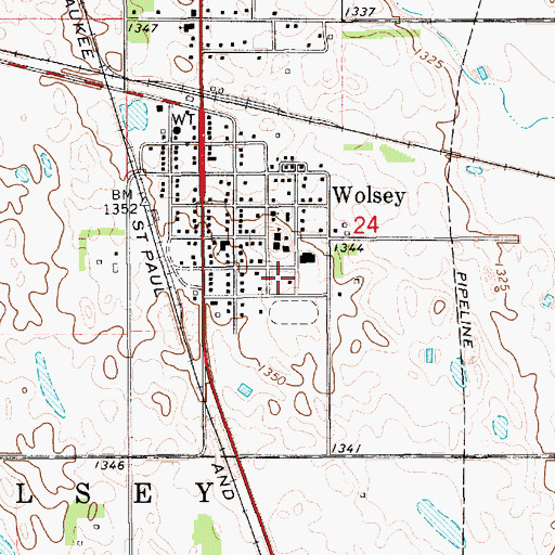Topographic Map of Wolsey-Wessington Elementary School, SD