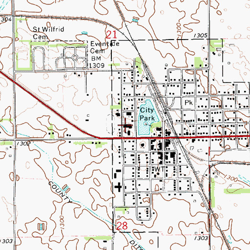 Topographic Map of Woonsocket High School, SD