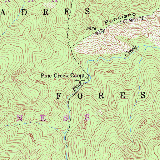 Topographic Map of Pine Creek Camp, CA