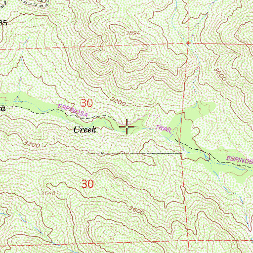 Topographic Map of Pine Creek Trail, CA