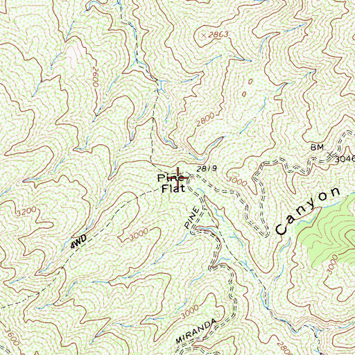 Topographic Map of Pine Flat, CA
