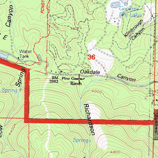 Topographic Map of Pine Grove Ranch, CA