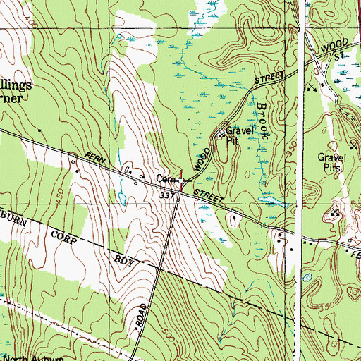 Topographic Map of Wood Street Cemetery, ME