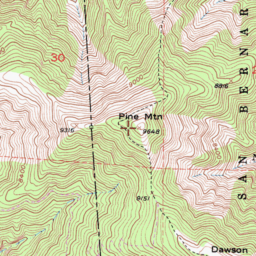 Topographic Map of Pine Mountain, CA