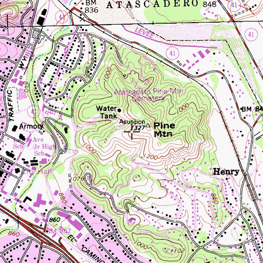 Topographic Map of Pine Mountain, CA