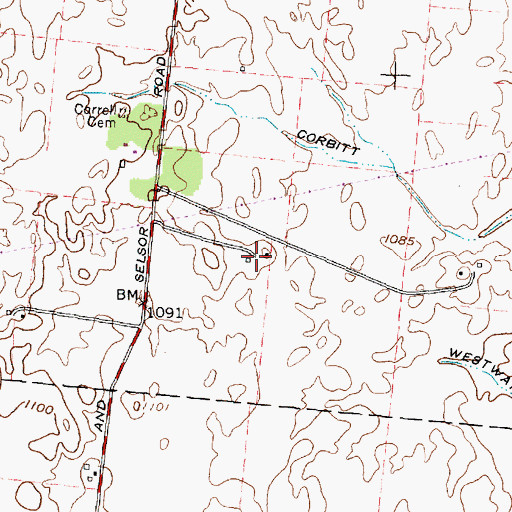 Topographic Map of Davison Farms, OH