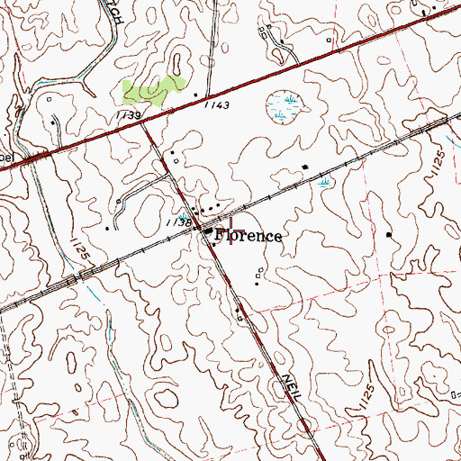 Topographic Map of Finney Farms, OH