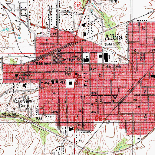 Topographic Map of Albia Theater, IA