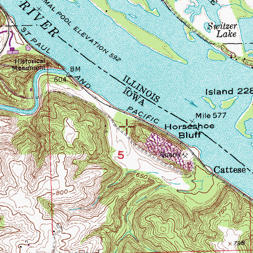 Topographic Map of Catfish Creek State Preserve, IA