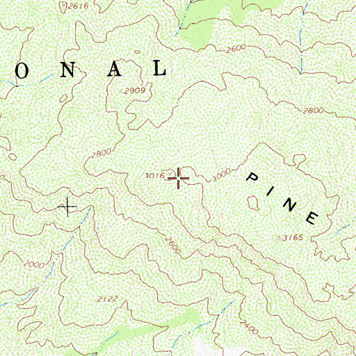 Topographic Map of Pine Ridge, CA