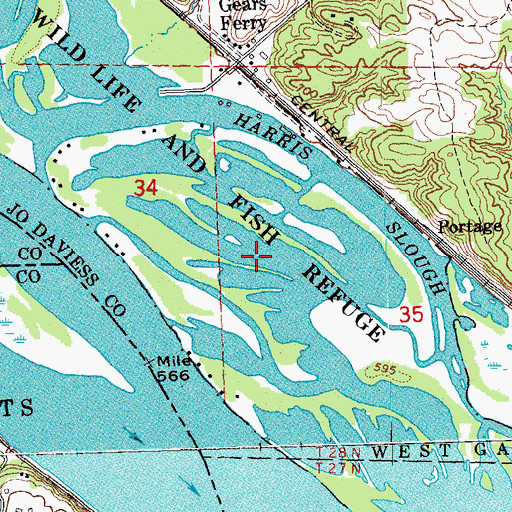 Topographic Map of Fish Trap Lake, IL