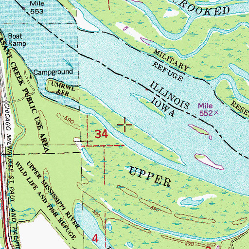Topographic Map of Bowman Island, IA