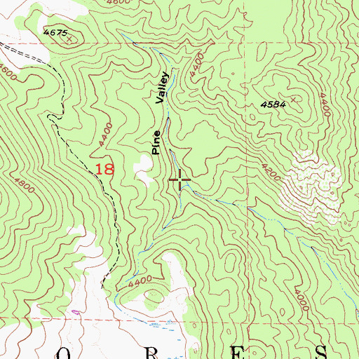 Topographic Map of Pine Valley, CA