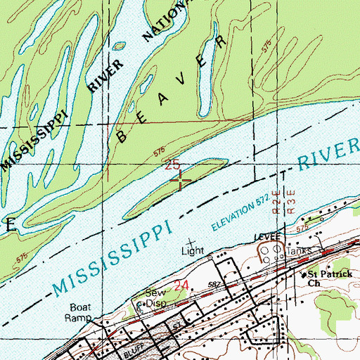 Topographic Map of Albany Island, IA