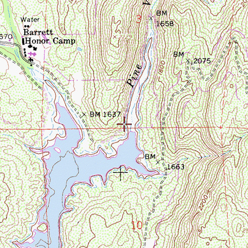 Topographic Map of Pine Valley Creek, CA