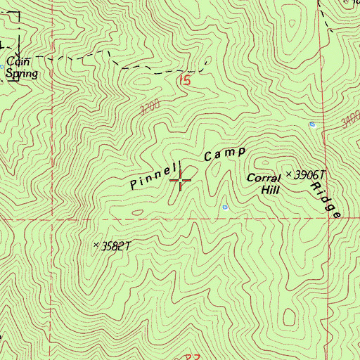 Topographic Map of Pinnell Camp Ridge, CA