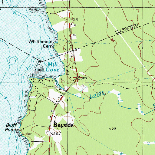 Topographic Map of Anderson Cemetery, ME
