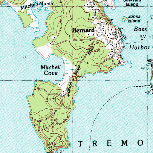 Topographic Map of Benson Cemetery, ME