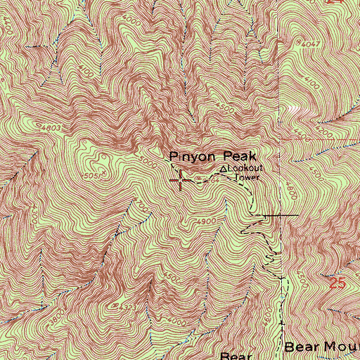 Topographic Map of Pinyon Peak, CA