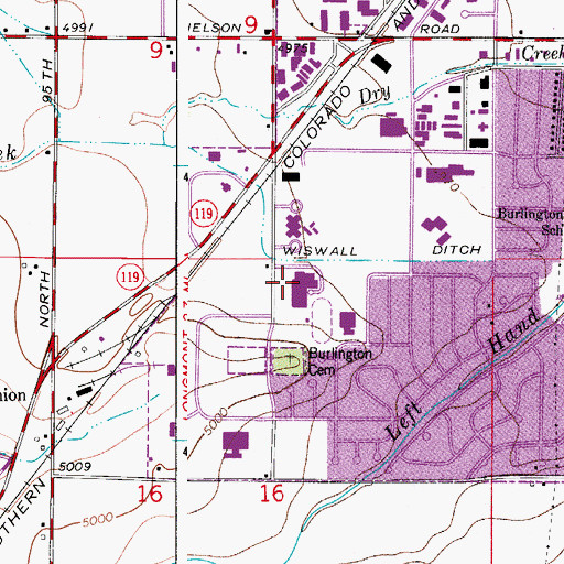 Topographic Map of Sunset Middle School, CO