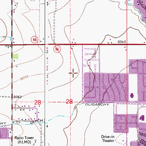 Topographic Map of Sanborn Elementary School, CO