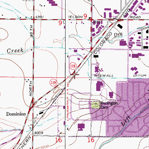 Topographic Map of Mountain Peak Private School, CO