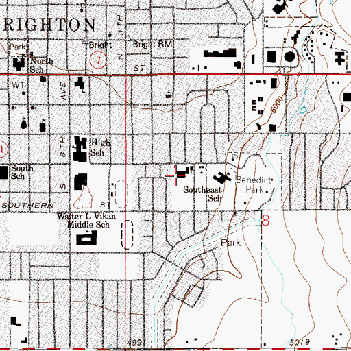 Topographic Map of Zion Lutheran School, CO