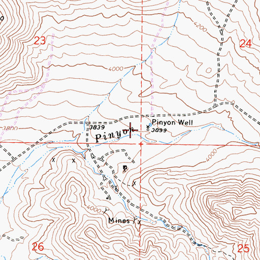 Topographic Map of Pinyon Well, CA