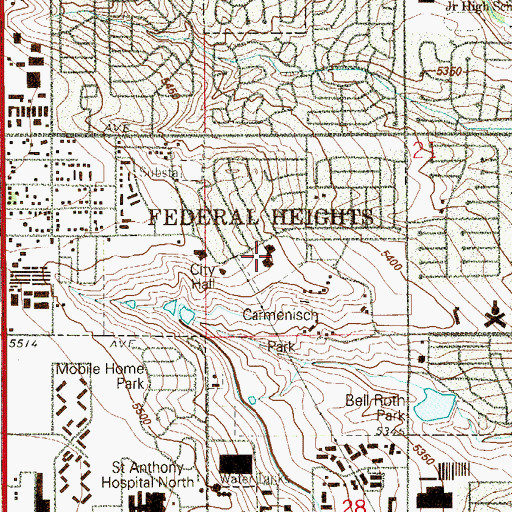Topographic Map of Rocky Mountain Lutheran High School, CO