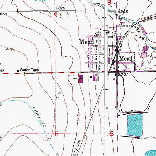 Topographic Map of Meade Middle School, CO