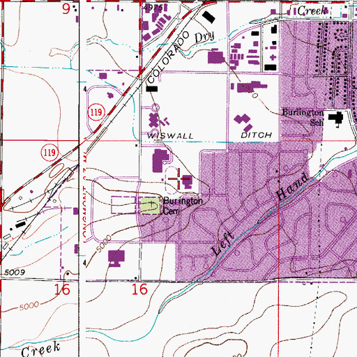 Topographic Map of Indian Peaks Elementary School, CO
