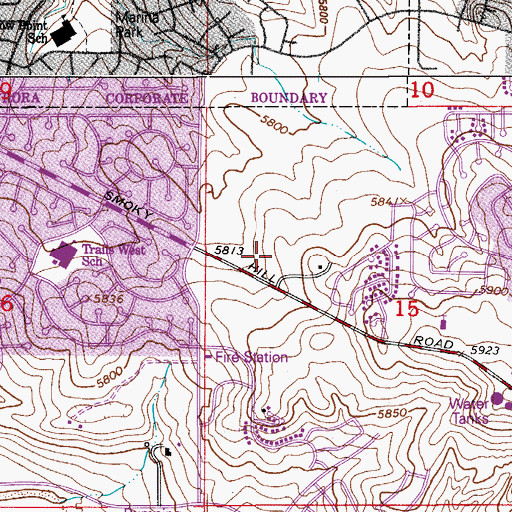 Topographic Map of Montessori School of Aurora, CO