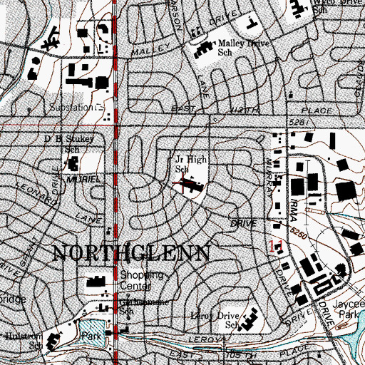 Topographic Map of Northglenn Middle School, CO