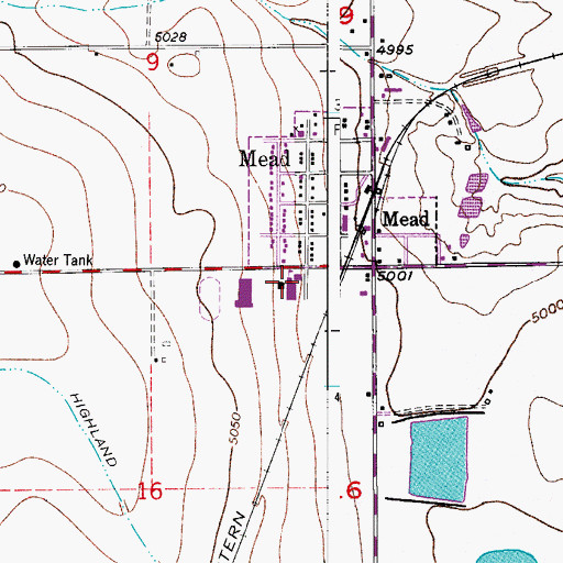 Topographic Map of Meade Elementary School, CO