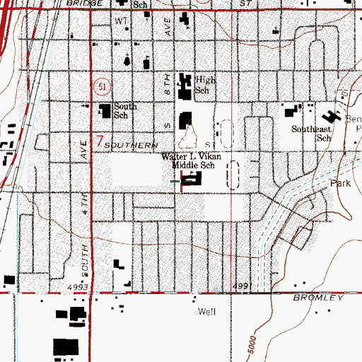 Topographic Map of Vikan Middle School, CO