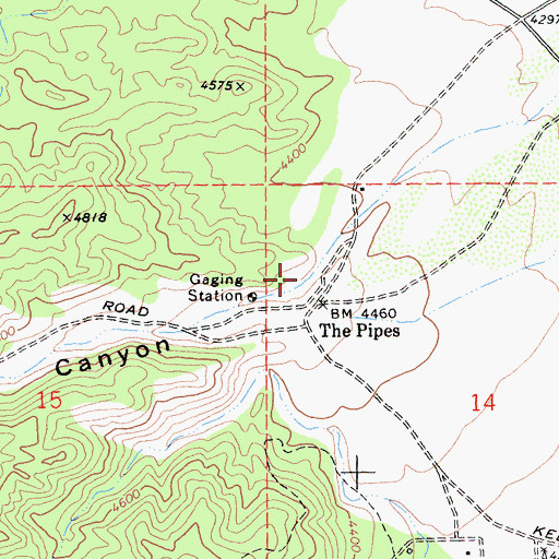 Topographic Map of Pipes Canyon, CA